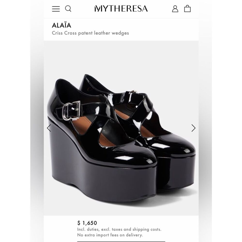 New ALAÏA Criss Cross Patent Leather Wedges Size 39/ US 9 - Picture 13 of 13